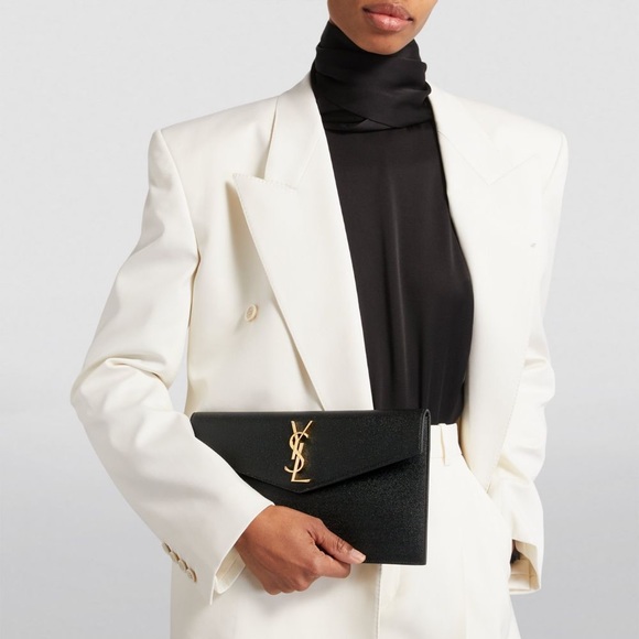 NEW!!! YSL Saint Laurent Uptown YSL Monogram Grain in Grained Pourde Nero Black - Picture 10 of 16